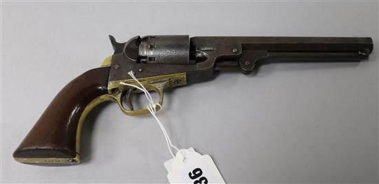 A 5 shot .36 inch Manhattan Arms single action percussion revolver, no.42418 (matching), good condition
